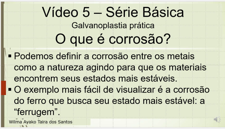 Vídeo 5 - Série Basica - Galvanoplastia Prática - O que é corrosão?