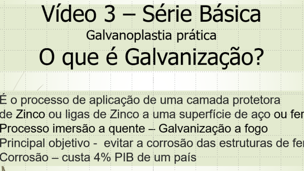 Vídeo 3 - Série Basica - Galvanoplastia Prática - O que é galvanização?