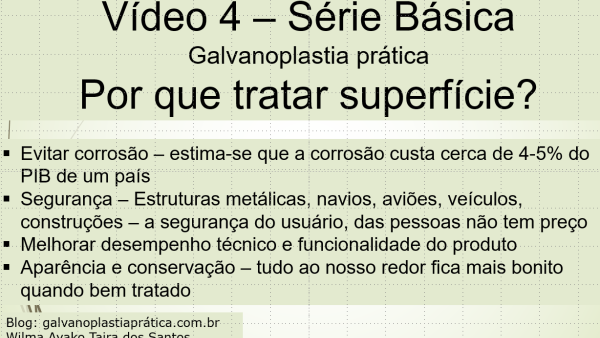 Vídeo 4 - Série Basica - Galvanoplastia Prática - Por que tratar superfície?